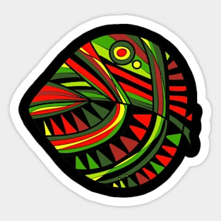 Mazipoodles New Fish Head Leaf Black Green Red Sticker